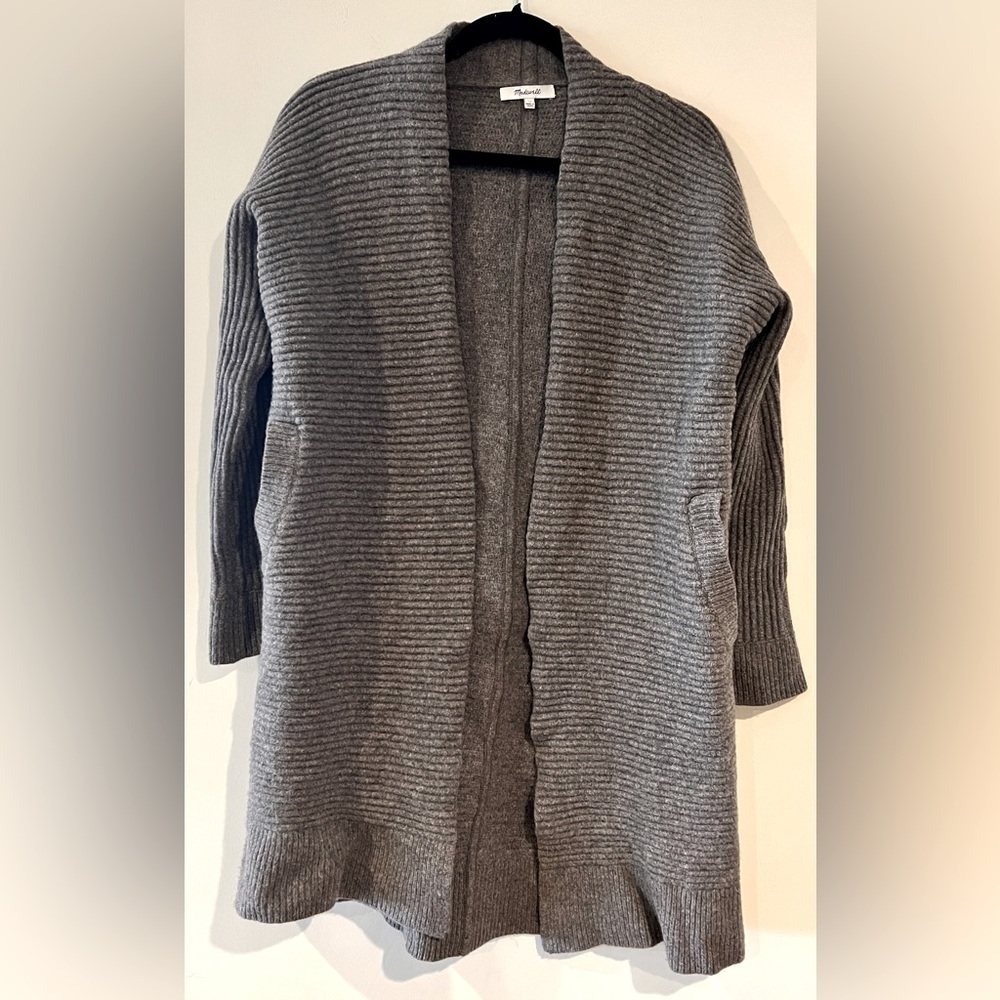 Madewell Merino Wool Ribbed Open Front Cardigan